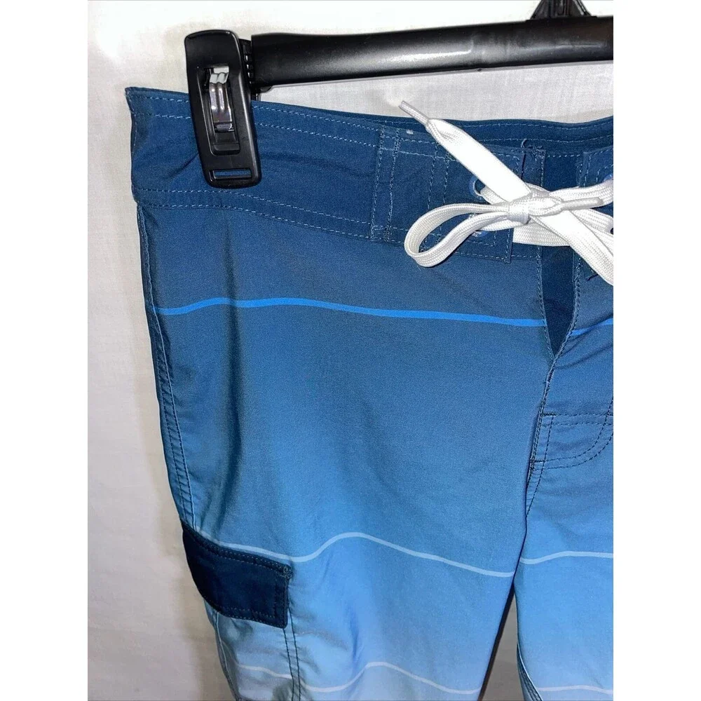 American Tall Board Shorts Men’s Size 30 Blue Striped Drawstring Pocket Ins 11